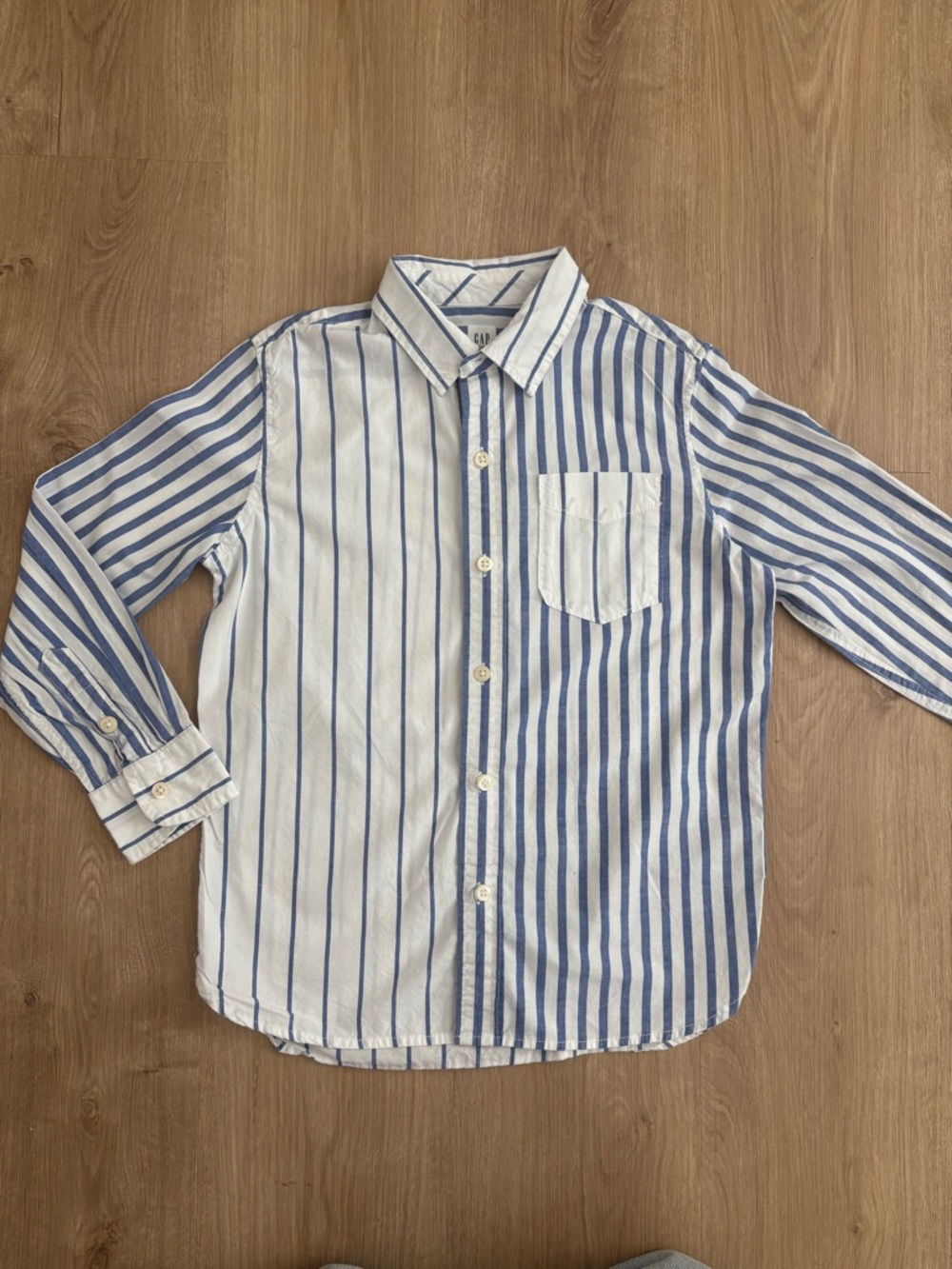 GAP Blue and White Vertical Stripe Button-Down Shirt